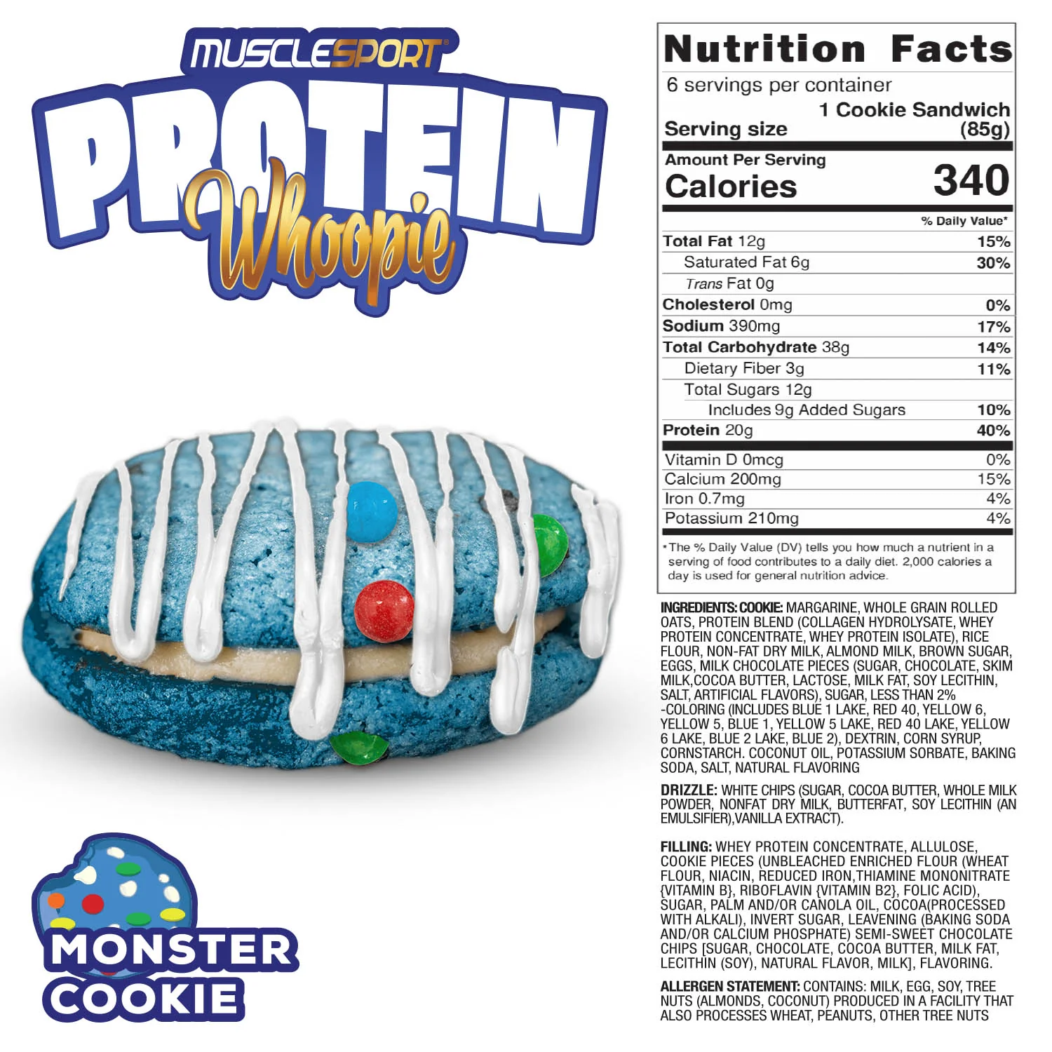 MuscleSport - Vente Biscuits - Cookie Whoopie Protéiné - Pack de 65