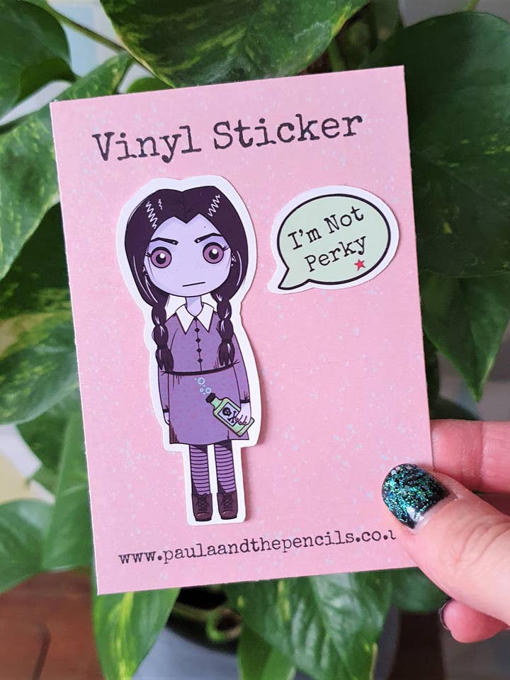 Wednesday Addams Sticker for wholesale by Paula and the Pencils