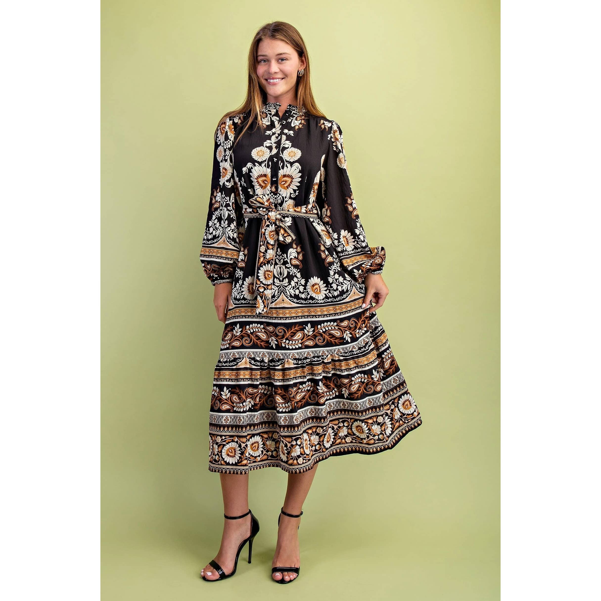 STYLE USA - Wholesale Dress - Women's - Floral Print Midi Dress1