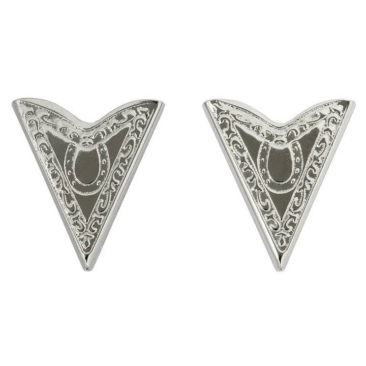 Engraved Silver Collar Tips with Horseshoe for wholesale by Western Express