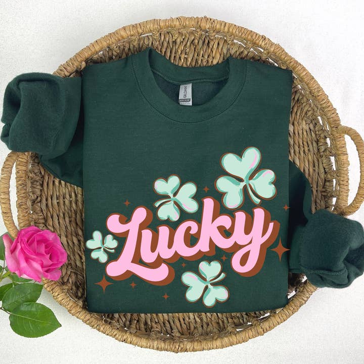 St Patrick's day lucky clovers St Pattys Graphic Sweatshirt for wholesale by Par.tees by Party On!