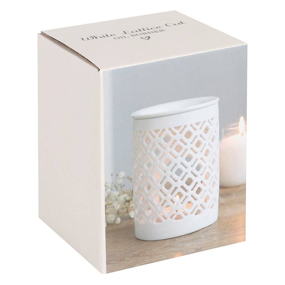 Something Different Wholesale - Wholesale Wax Warmer - White Matte Lattice Cut Oil Burner and Wax Warmer3