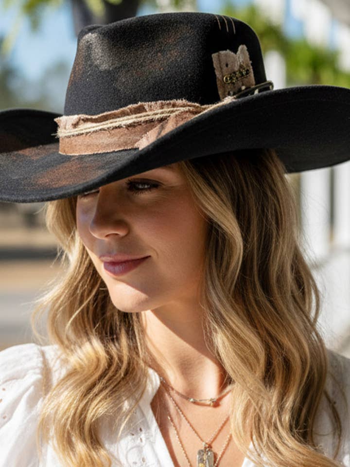 Feather Accent Rustic Vintage Distressed Western Cowgirl Fedora Hat and other Purchase Wholesale boho hats for women. Free Returns & Net 60 Terms on Faire trending on Faire.