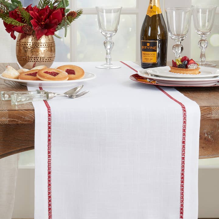 Embroidered Border Runner for wholesale by Saro Lifestyle