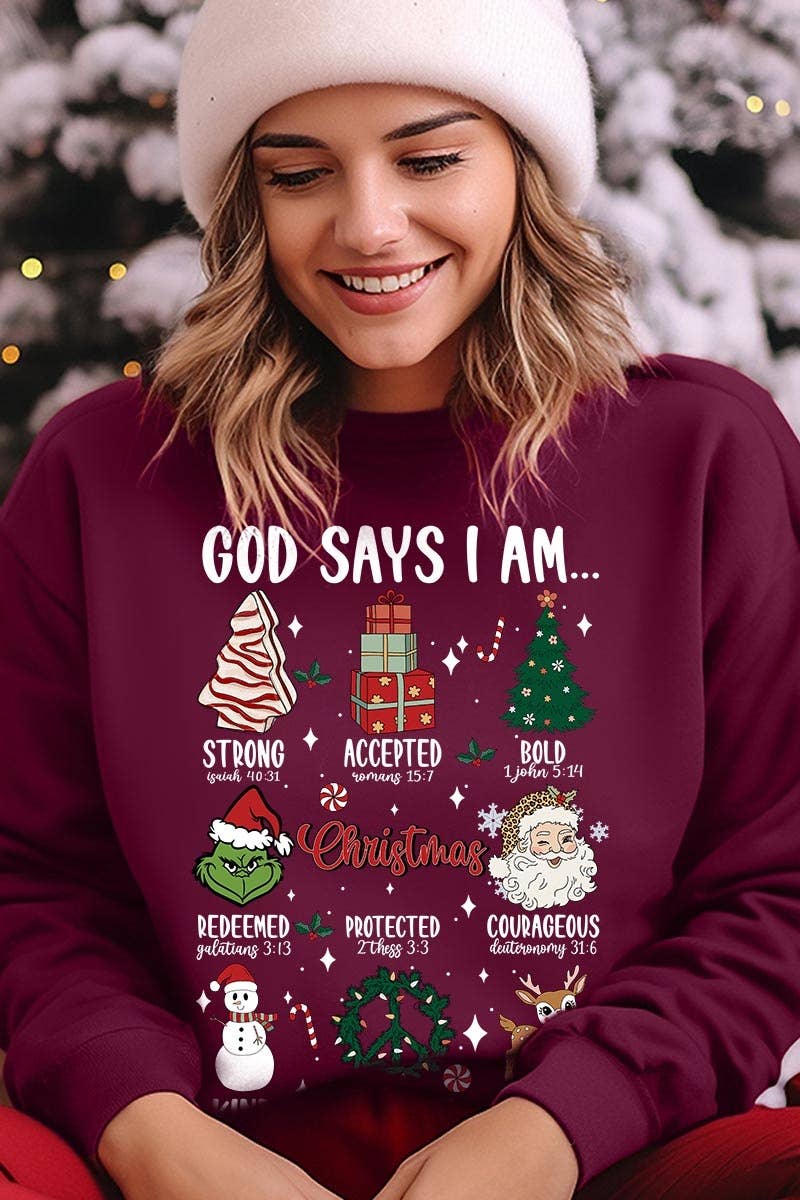 COLORBEAR - Wholesale T-Shirt (Graphic) - Unisex - God Says I Am Christmas Graphic Fleece Sweatshirts13