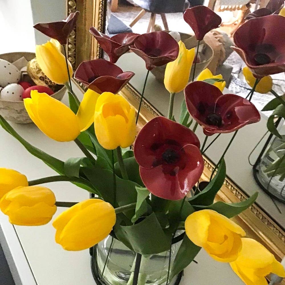 NaturoTheke – Großhandel Künstliche Blumen – Mohnblume ⌀ ca. 5cm, 39cm Stiel8