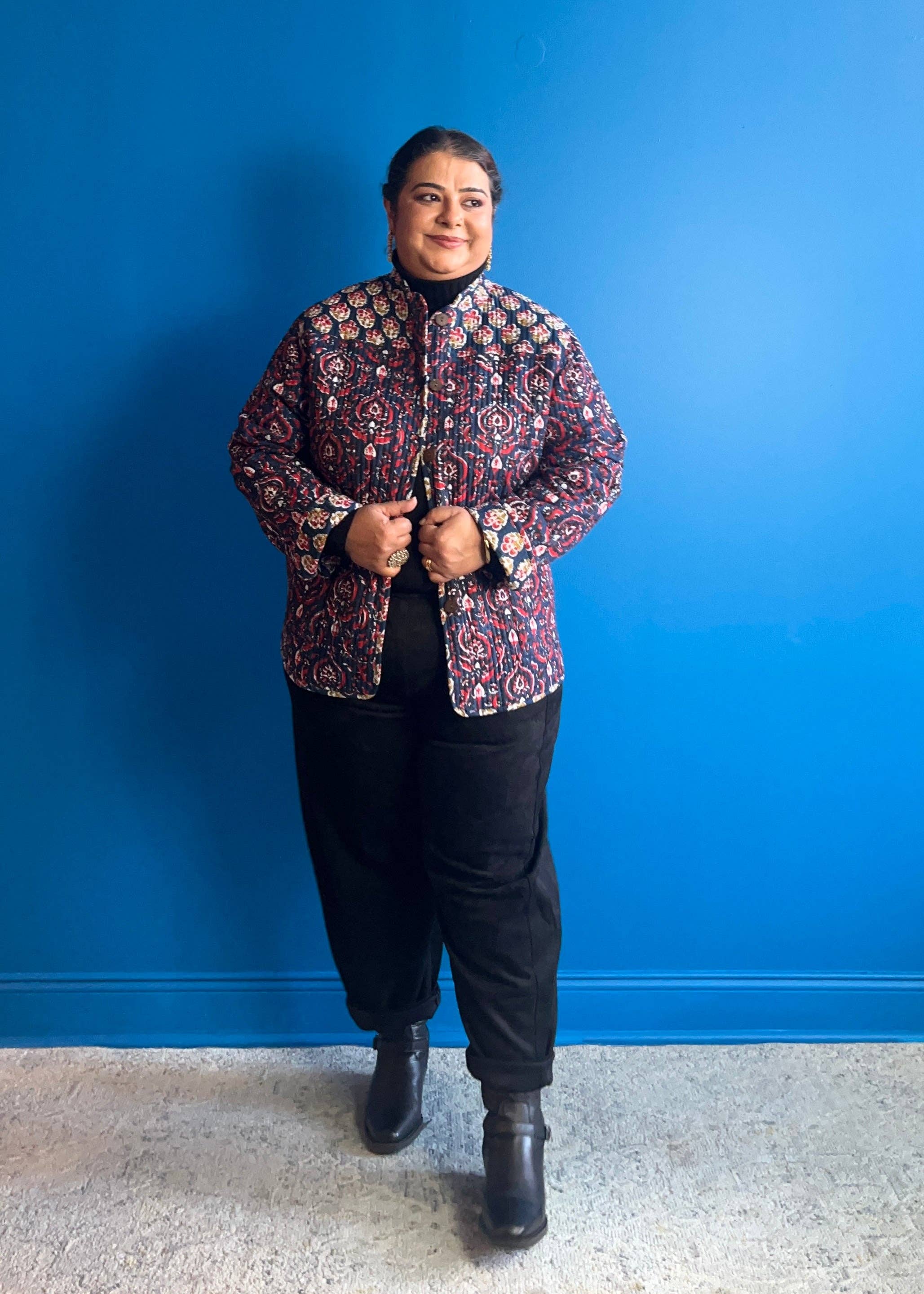 HAPPY HATTI - Wholesale Jacket - Women's - Reversible Jacket - Navy Blue Red