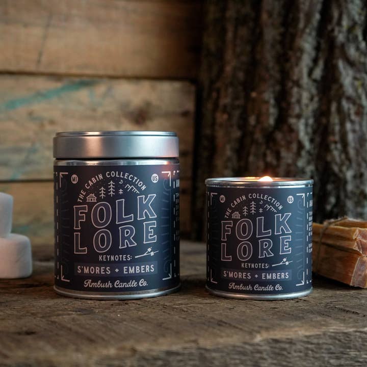 Ambush Candle Co. - Wholesale Travel Candles - Folklore | S'mores + Embers 8oz Soy Candle4