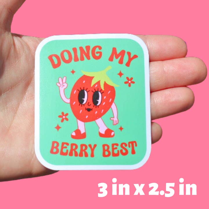 Doing My Berry Best Sticker for wholesale by Mini Kitty Designs