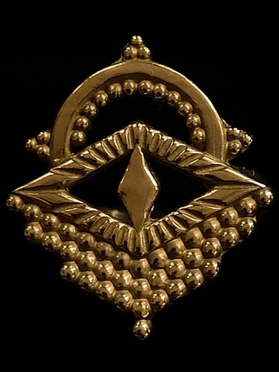 The Pharaoh's Eye Ring Yellow Brass for wholesale by SHE ARCHIVES