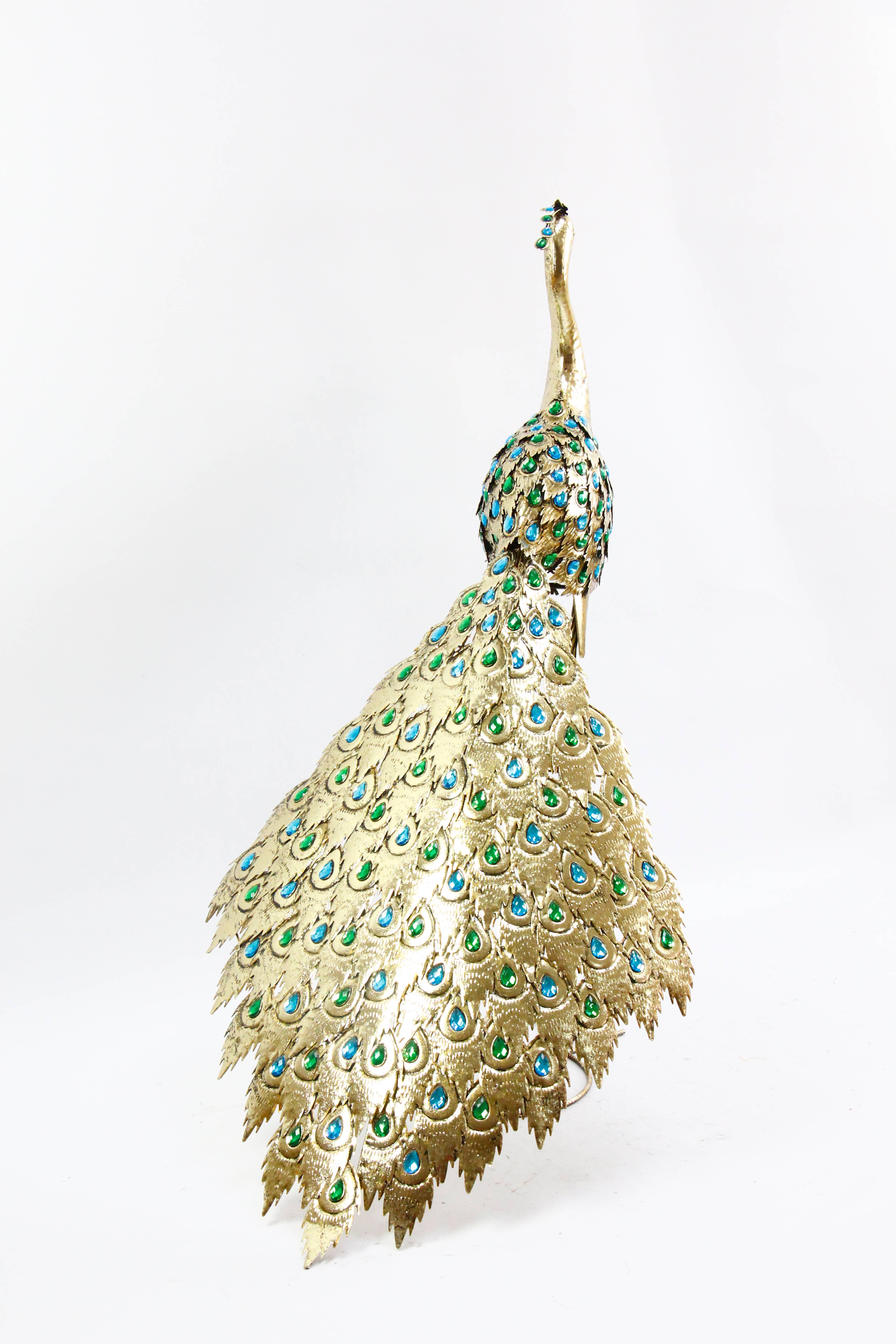 Continental Art Center - Wholesale Outdoor Ornament/Decor - Colorful Metal Golden Peacock Statue3