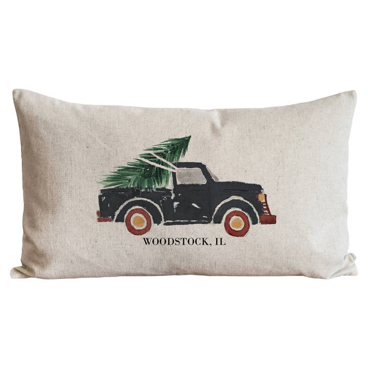Christmas Truck Gray Pillow Cover for wholesale by Porter Lane Home