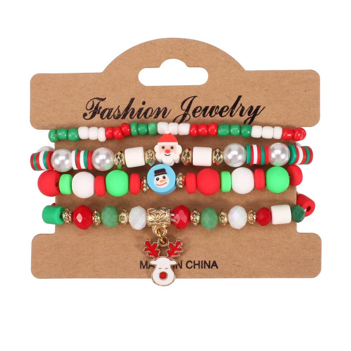 NINEXIS - Wholesale Beaded Bracelet - CWMM10448_CHRISTMAS CHARM BEADED BRACELET SNOWMAN TREE GIFT4