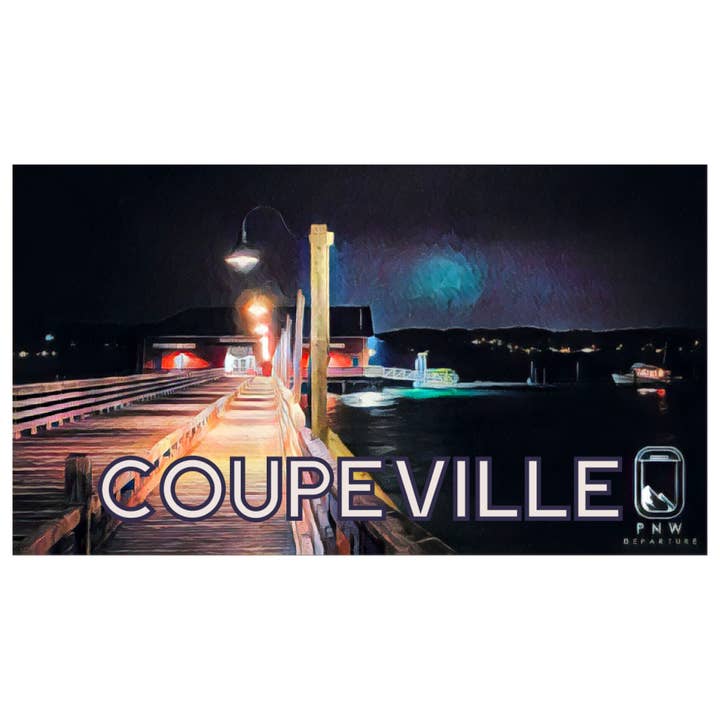 Adesivo notturno Coupeville Wharf per la vendita all'ingrosso da parte di PNW Departure