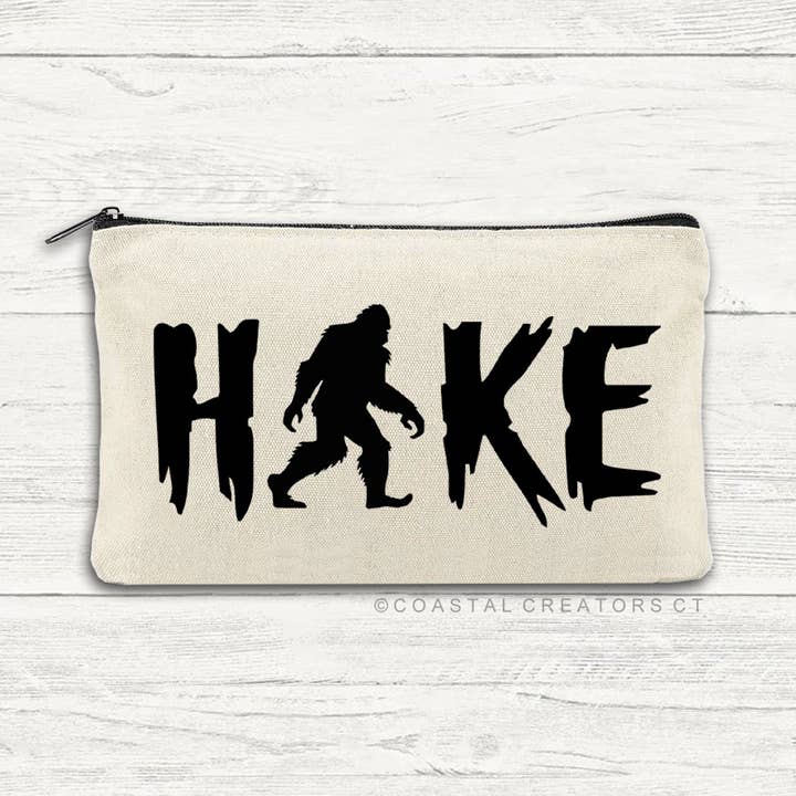 Bigfoot Hike Hiking Multi-Use Canvas Zipper Pouch for wholesale by Coastal Creators of Connecticut