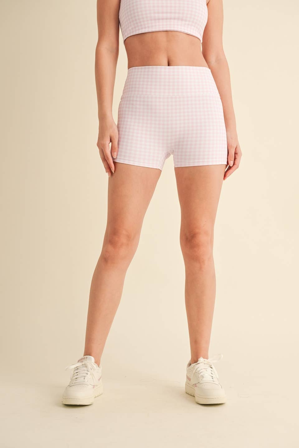 KIMBERLY C – wholesale Athletic shorts – Women's – Gingham Print Mid-Rise Mini Shorts2