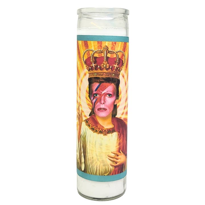 David Bowie Celebrity Saint Prayer Candle for wholesale by Pop Soap