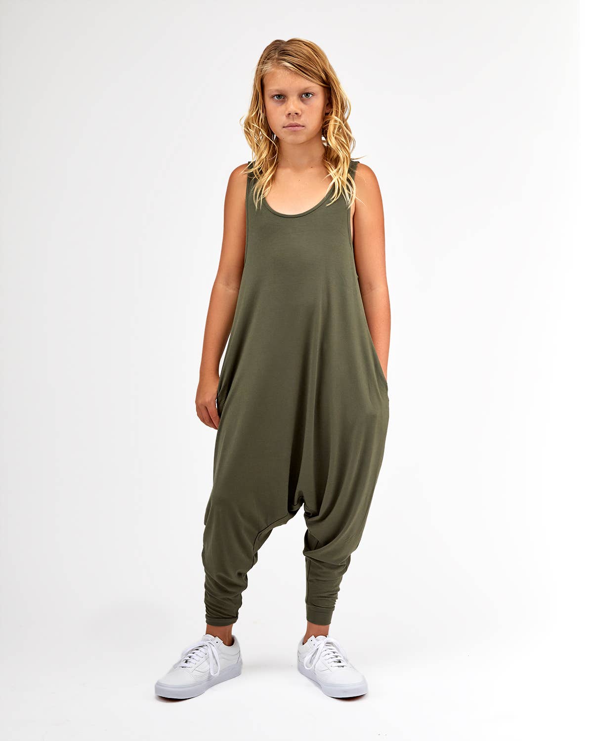 Momper Romper - Wholesale Jumpsuit - Kids - Olive Green Mini Big Kids Momper1