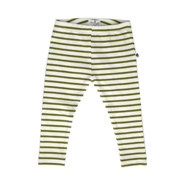 Rib Leggings - Olive Stripe for wholesale by Burrow & Be Australia