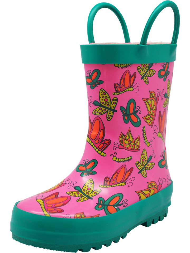 Eastern Off Price - Wholesale Rain Boots - Kids - Norty Kids Rubber Printed Rain Boots 40154 Pink Butterflies