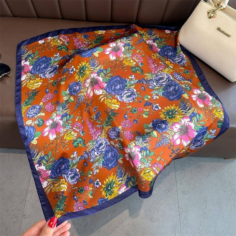 SueSilkHK – wholesale Halsduk - Dam – Fransk rosmönster 70 cm fyrkantig halsduk, silkestrukturerad halsduk, solskyddande satinhalsduk, halsduk, satinsjal, gåva4