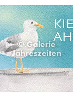 Kiel Möwe Ahoi Klappkarte für den Großhandel von Karen Utermann Galerie Jahreszeiten