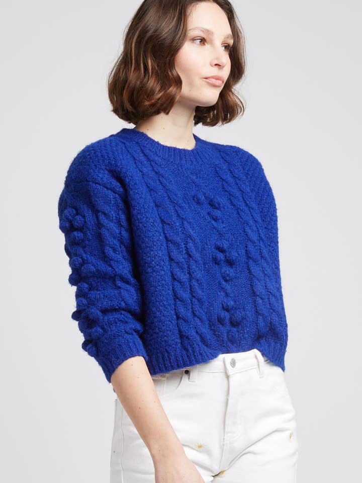 Andy & Lucy - Wholesale Knitted jumper – Women′s - PINOCCHIO - Mohair braided and ball sweater4