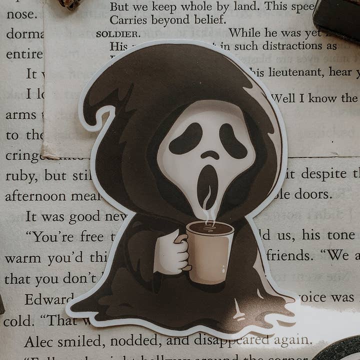 Savannah Scribbles Shop - Wholesale Sticker - Coffee Ghost Vinyl Sticker0