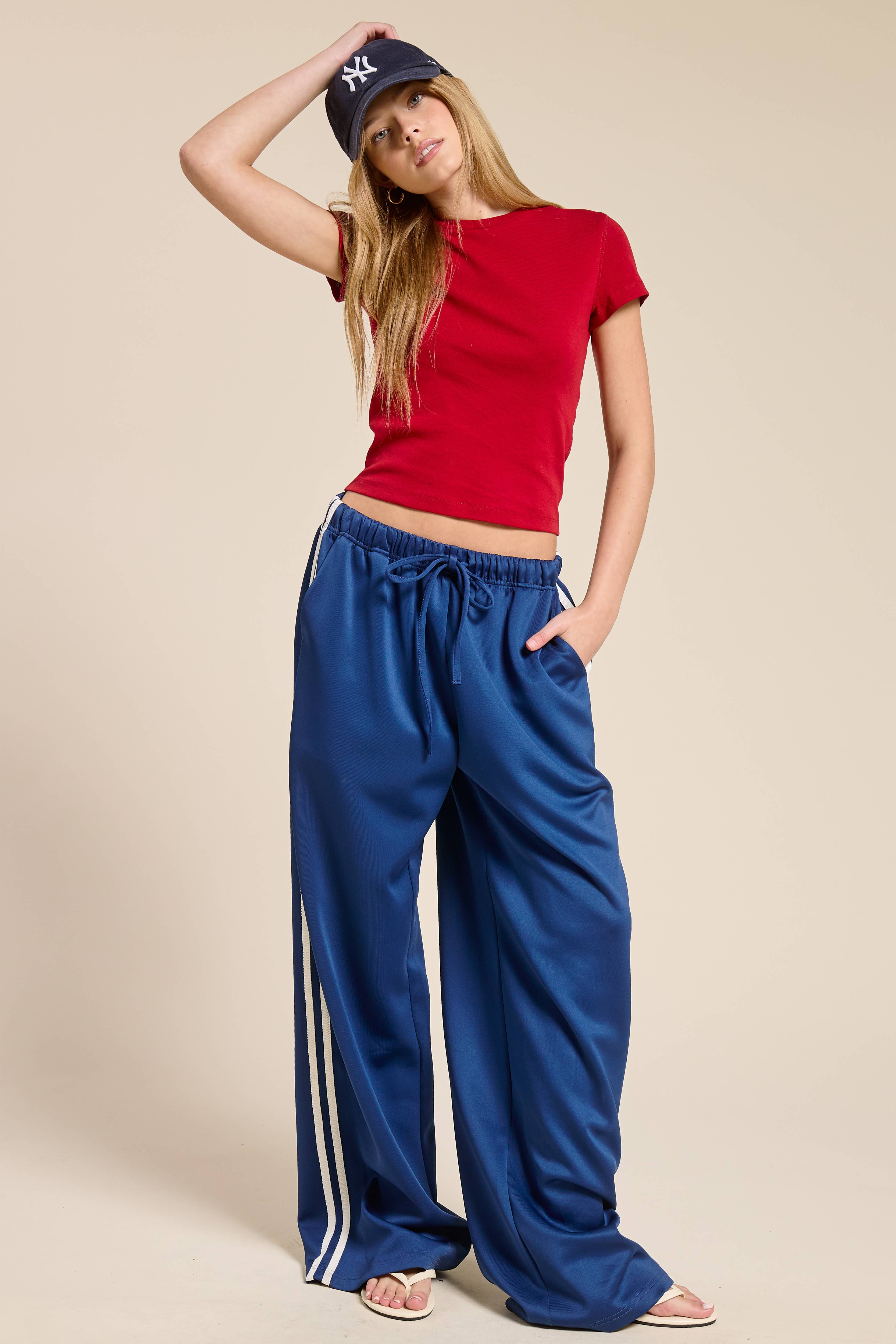Mimosa - Wholesale Pants - Women's - Wide Leg Track Pants with Side Stripes15