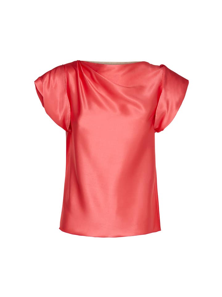 SHORT SLEEVE ASYMMETRICAL BLOUSE S22BLCP1 por atacado de Simone Tessadori