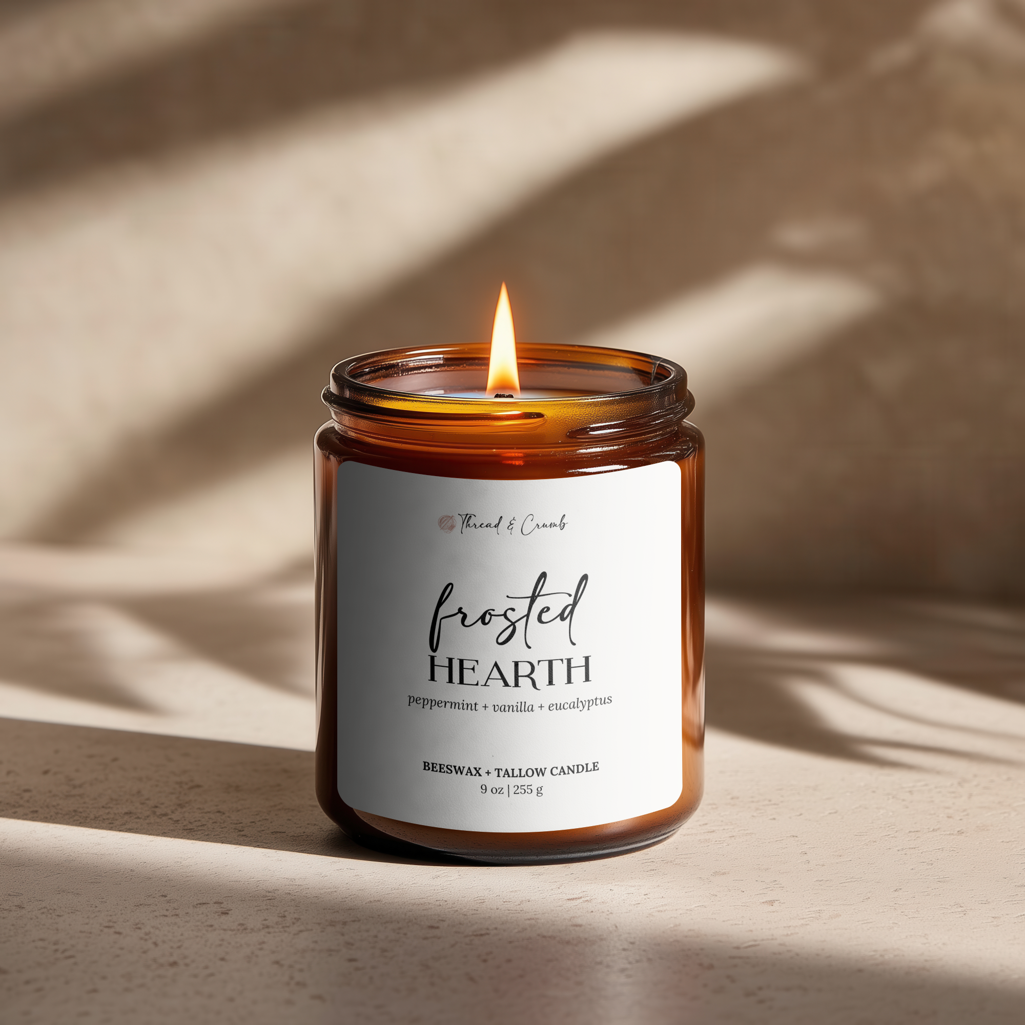 Thread & Crumb - Wholesale Jar/Filled Candle - "Frosted Hearth" Beeswax + Tallow Candle | Holiday Candle2