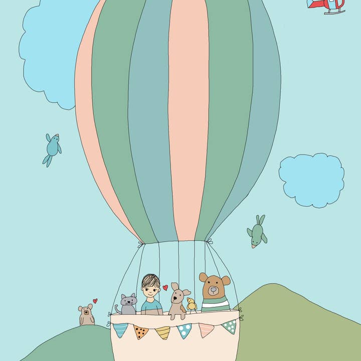 Biglietto di auguri «Hot air balloon» per la vendita all'ingrosso da parte di Elle Bee Art Studio