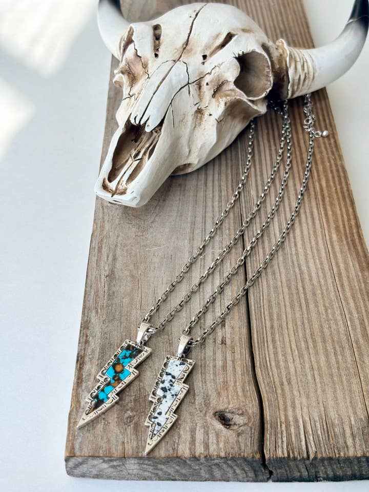 Western Style Turquoise Lighting Bolt Pendant Necklace for wholesale by Boho Ranch Shop