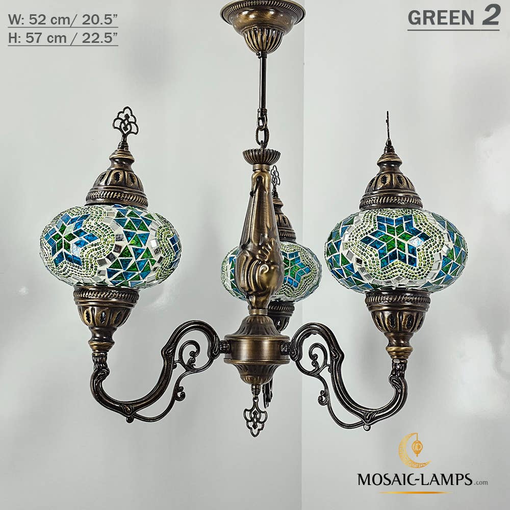 Mosaic Lamps – Candeeiro/lâmpada suspensa por atacado – Mosaico 3 Globo Feito à Mão Turco Marroquino Árabe Oriental Boh7