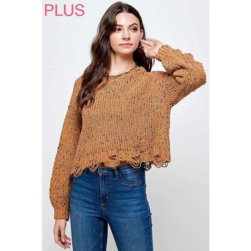 Sweet Generis – Engroshandel Pullover - Dame – PLUS CHENILLE POPCORN PLETTER NØDLIDENDE CROP SWEATER23