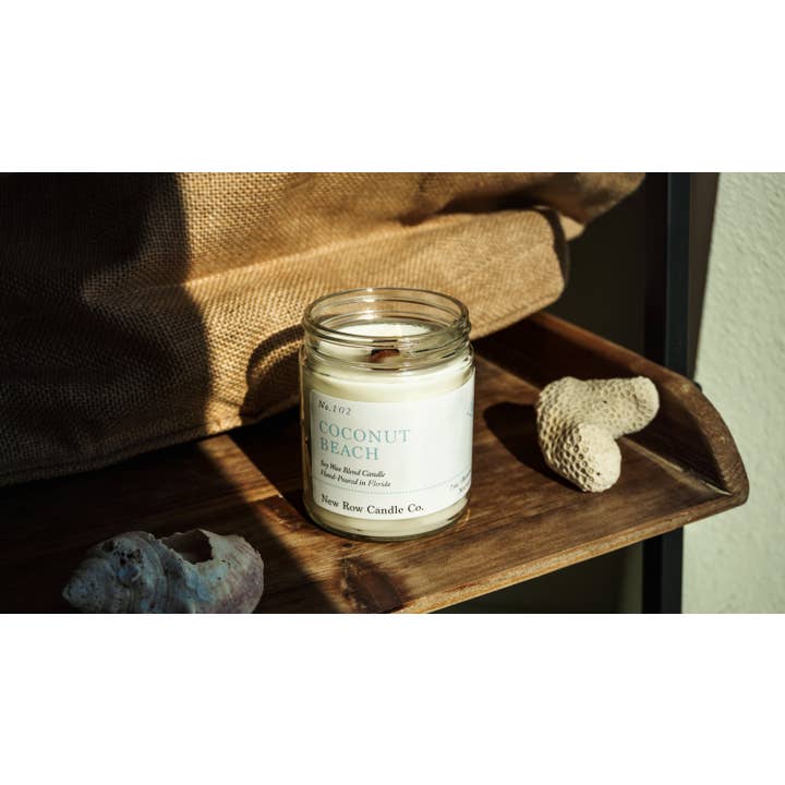 New Row Candle Co. - Wholesale Jar/Filled Candle - Coconut Beach Wood Wick Farmhouse Candle2