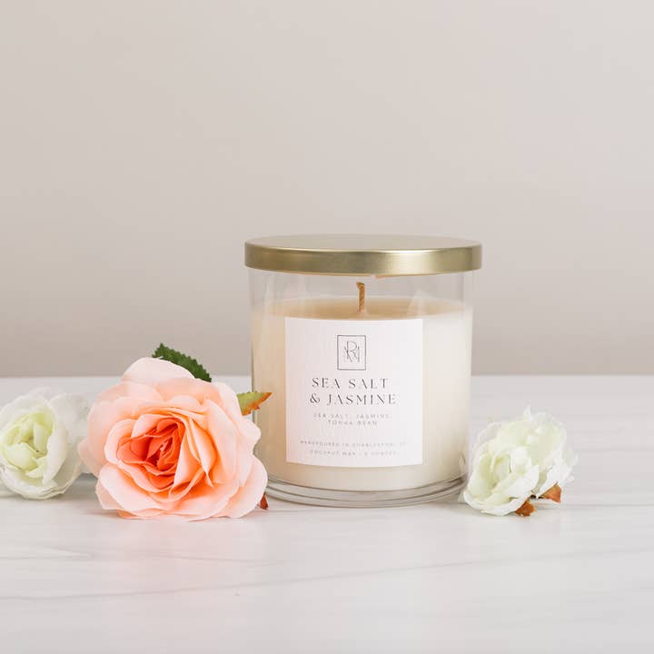 Sea Salt and Jasmine Candle for wholesale by Refreshing Moments with Sharon