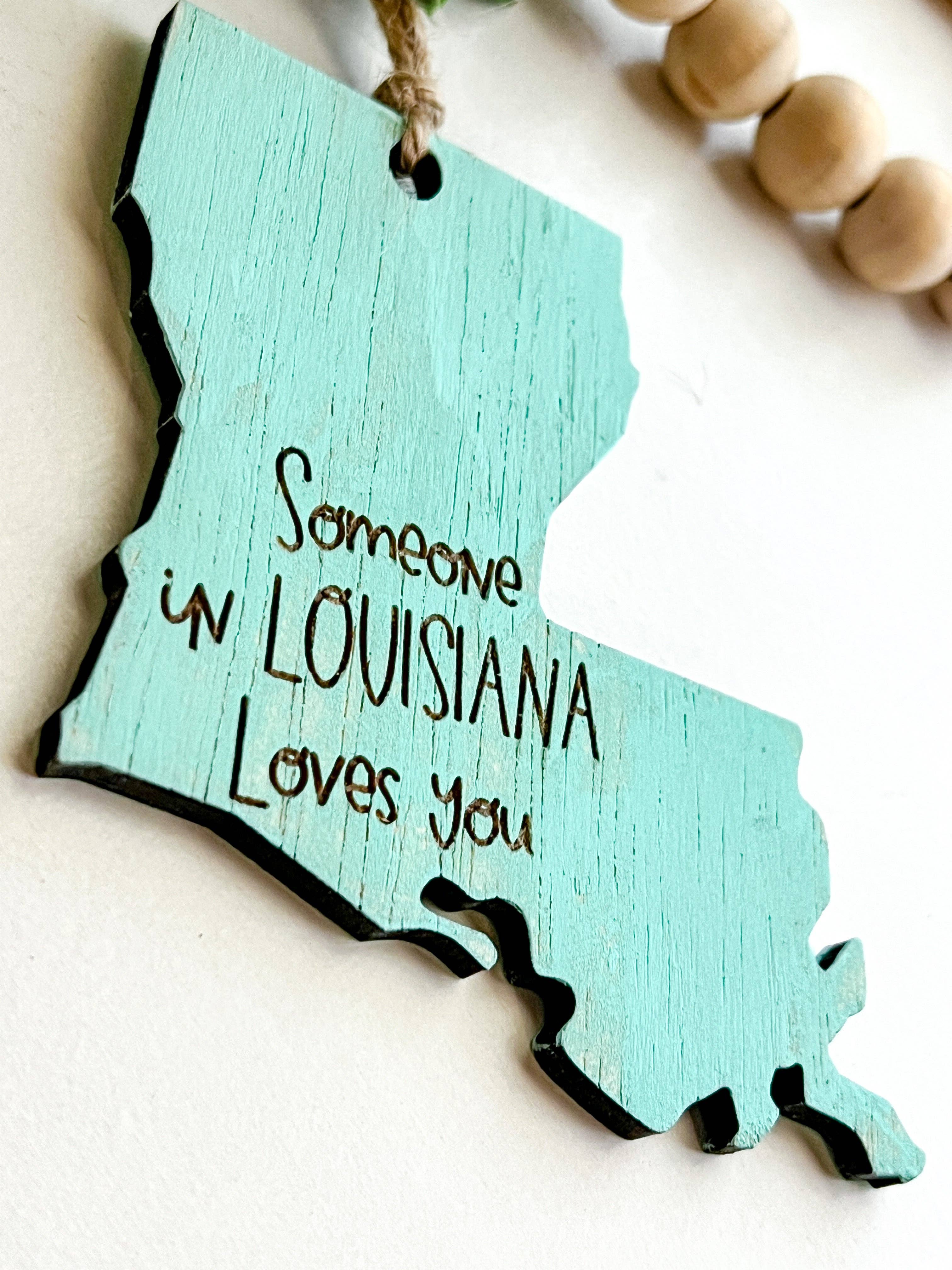 Geaux Magnolia - Wholesale Ornament - Turquoise Someone in Louisiana Loves You Ornament3