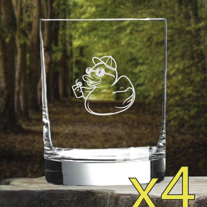 Rubber Duck Whiskey Glasses 14oz Old Fashioned Set of 4 for wholesale by Texan Customs