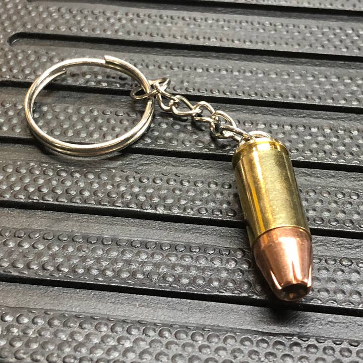 Real 9MM Hollow Point Bullet Keychain Gift. Unique! for wholesale by MB Designs