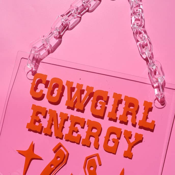 Buba Goods - Wholesale Banner - Cowgirl energy clear acrylic banner with acrylic chain6