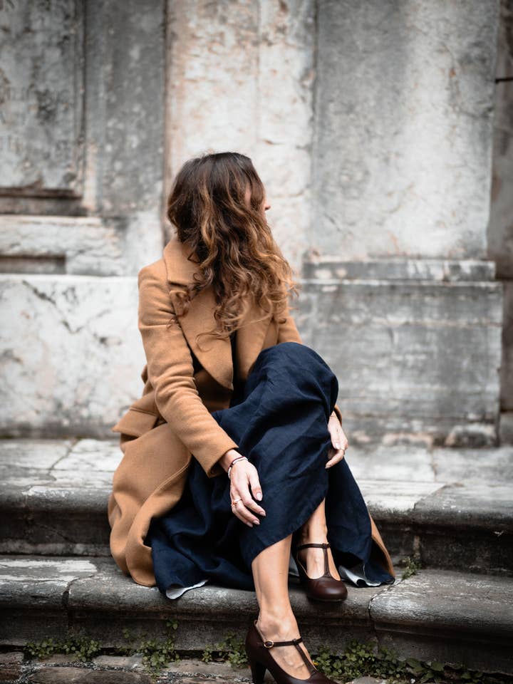 MIUMMASH DAMIAN TOMZIK - Vendita all'ingrosso Scarpe con tacco basso - Donna - Tacchi in pelle fatti a mano (5,5 cm)-Astrid-Marrone Cioccolato 35-423