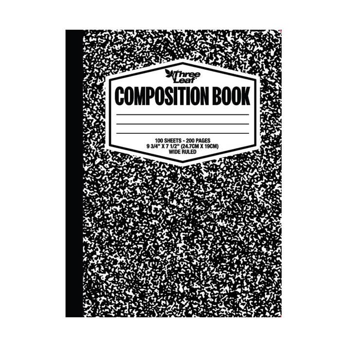 Three Leaf - Wholesale Notebook - Three Leaf 100 Ct, Composition Notebook,WR (Pack of 48)