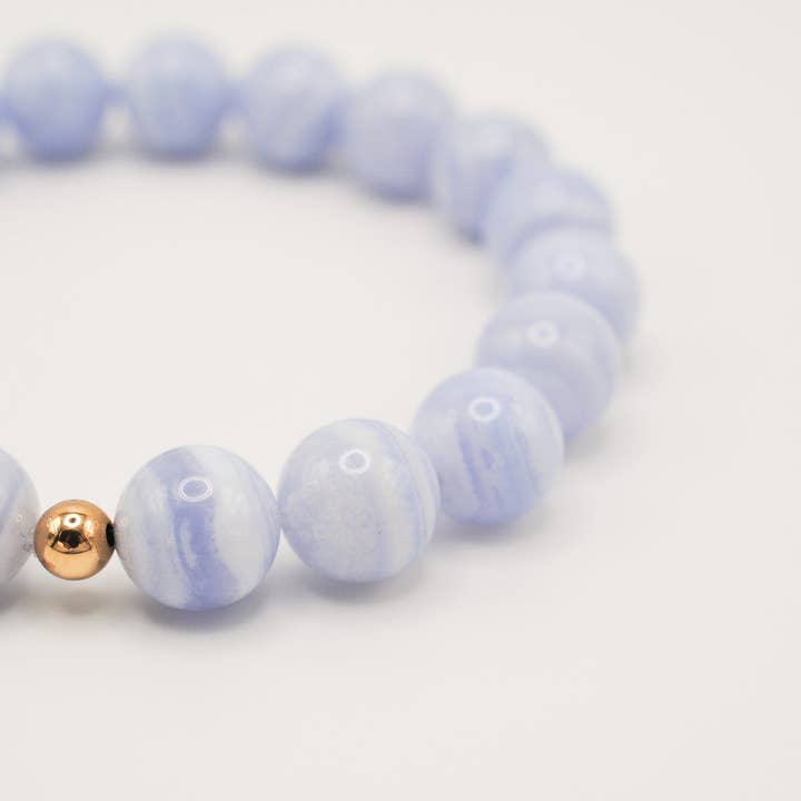 Blue Lace Agate Solo Grande Bracelet for wholesale by Ripple | Reiki Infused Jewelry