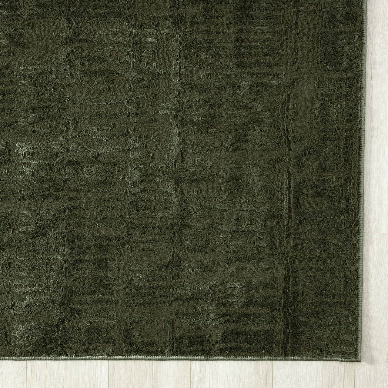 Abani Rugs - Wholesale Area Rug - Abani Plush Deco Machine Washable Textured Grid Green Rug5