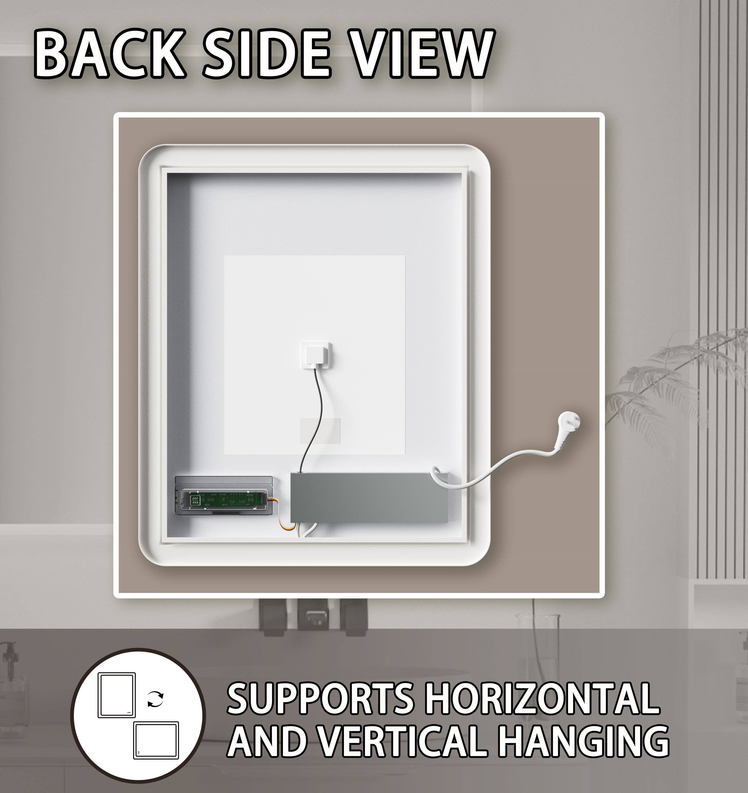 39F Inc. - Wholesale Wall Mirror - 48"X36" Rectangular Dimmable Anti-Fog LED Bathroom Mirror15