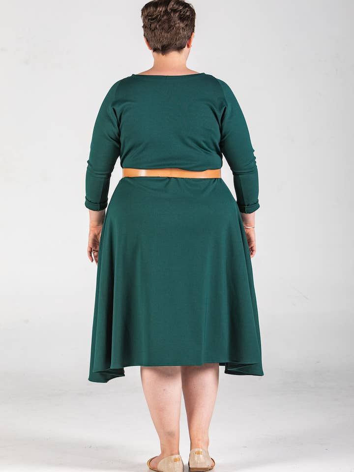 Knieriem Designs - Wholesale Dress - Women's - Long Raglan Sleeve Ponte Dress with Pockets and Full Skirt8