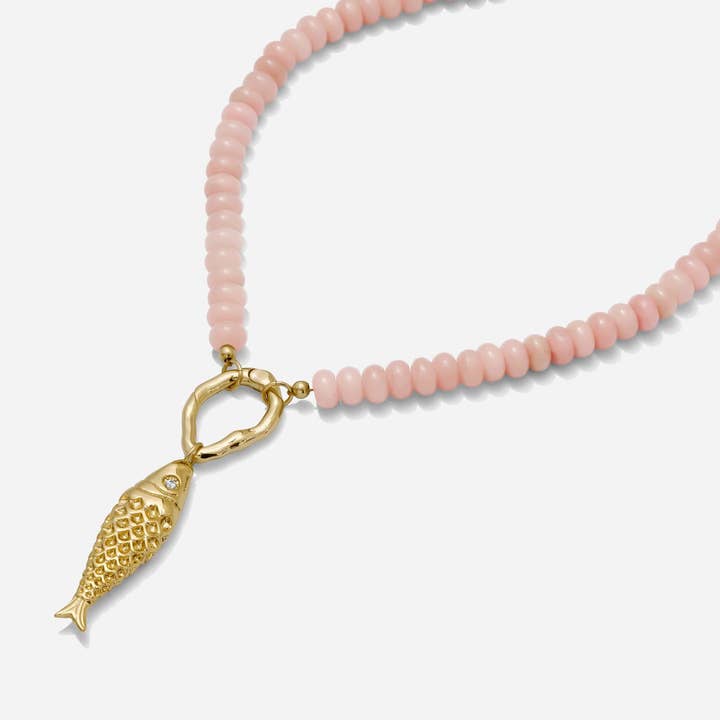 Blush Opal Fish Necklace for wholesale by Katie Dean