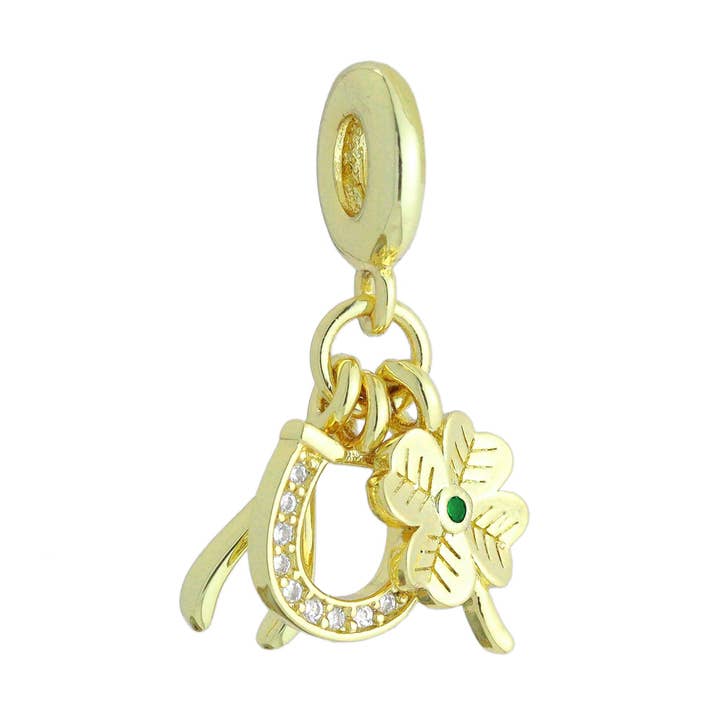 Flower Horseshoe Wishbone Charm Pendant,Sku#LD721 for wholesale by BestBeads&Beyond