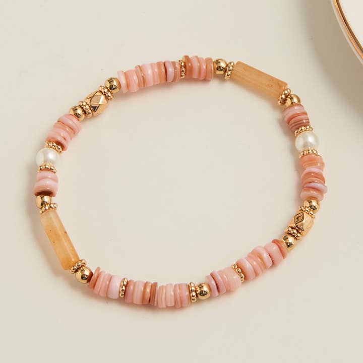 Bracciale elastico Carys con perline in pietra autentica 6,5" per la vendita all'ingrosso da parte di Howard's